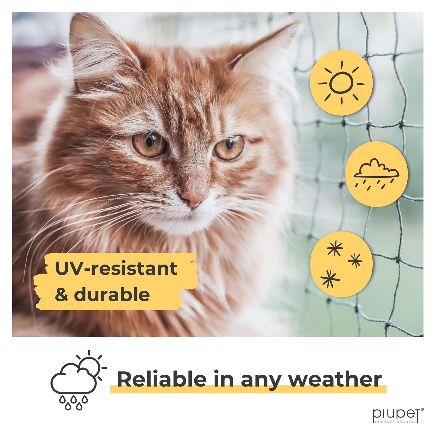 PiuPet Wire Reinforced Cat Safety Net 8m x 3m, detail view